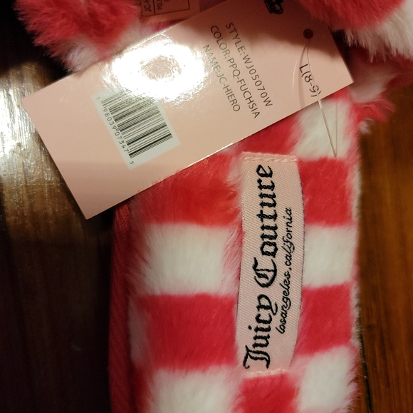 JUICY COUTURE Pink/White Checker Slippers-Size L 8/9 - Picture 3 of 5
